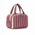 Pink and brown striped cosmetic bag, large capacity portable toiletry bag for women travel. - Chocolate Pink Striped