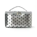 Silver polka dot cosmetic bag portable travel makeup pouch waterproof wash storage organizer - Silver Polka Dot