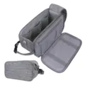 Neceser de viaje gris para hombre, gran capacidad, organizador de cosméticos portátil y práctico. - Gris claro