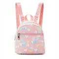 Rosa Mini Rucksack mit süßem bunten Herzen Druck und gestepptem Chevron Design für Frauen. - Rosa Herz