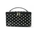 Black and white polka dot cosmetic bag, portable travel makeup storage pouch with double zipper. - Black Polka Dot