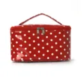 Red polka dot cosmetic bag large capacity portable travel makeup storage pouch with handle - Red Polka Dot