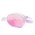 Cute kids gradient pink fanny pack with quilted chevron pattern, stylish casual chest bag. - Red Purple