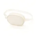 White chevron quilted kids waist bag, cute oval chest fanny pack with adjustable strap. - Beige Leather