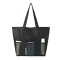 Schwarze Netztasche Strandtasche Große Kapazität Badetasche Schwimmtasche Handtasche - Schwarz
