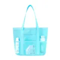 Blaues Netz Strandtasche grosse Kapazitaet Shopper Badetasche Reise Schultertasche mit Faechern - Himmelblau