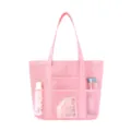 Pink mesh beach bag large capacity waterproof tote bag swim travel shoulder storage bag - Pink