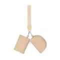 Nylon multi-pouch wristlet bag featuring a detachable card holder and half-moon coin purse. - Khaki/Khaki