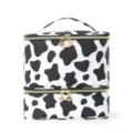 Borsa cosmetica a doppio strato con stampa mucca organizer da viaggio portatile - Mucca