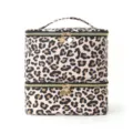 Doppelschichtige Leoparden-Make-up-Tasche tragbarer Kosmetik-Organizer Reise-Kulturbeutel - Leopardenmuster