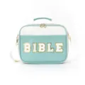 Light Blue White Scripture Storage Bag Portable Letter Crossbody Bag Book Organizer - Grass Green
