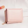Rosa Damen Dreifach Geldbörse Kompakter Reißverschluss Münzbeutel Kartenhalter Tasche NEU - Hellrosa Leder