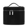 Schwarze Kosmetiktasche mit Litchi-Muster, große Kapazität, tragbares Reise-Etui. - Schwarz