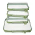 Transparante PET Reizen Opbergtas Set met Groene Ritsen Cosmetische Make-up Organizer - 4-Delige Set Groen