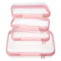 Transparante cosmetische tassen set reistas make-up organisator met roze rits en handvat - 4-Delige Set Lichtroze