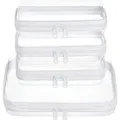 Transparante PET reistas opbergset met witte rits voor cosmetica en huisorganisatie. - 4-Delige Set Wit