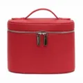 Red lychee pattern cosmetic bag, large capacity makeup organizer and travel portable pouch. - Red