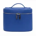 Blue lychee pattern cosmetic bag, portable travel toiletry storage bag with double zipper. - Blue