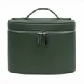 Dark green lychee pattern cosmetic bag, portable travel makeup organizer storage bag. - Dark Green