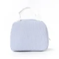 Blue and white striped lunch bag, portable insulated tote bag for work, school, and daily commute. - Light Blue Striped