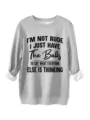 Detailed view of grey thick warm sweatshirt featuring bold slogan print design for women. - S / Light Gray