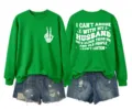 Green long sleeve sweatshirt featuring a funny skeleton hand and humorous back text quote. - S / Tops / Grass Green (White Graphic)