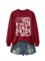 Detailed view of the casual burgundy long sleeve sweatshirt with funny sage graphic print. - Wine Red (White Font)