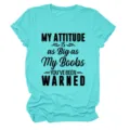 Dames casual korte mouw ronde hals t-shirt met grappige letter print comfortabele top - S / Tops / Diep Waterblauw