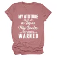 Casual dames korte mouw ronde hals t-shirt met grappige letteropdruk voor dagelijks comfort. - S / Tops / Roségoud