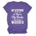 Dames casual korte mouw t-shirt met grappige slogan print, comfortabele ronde hals top. - Paars (Wit Lettertype) / S