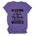 Dames korte mouw t-shirt casual paars melange top met grappige slogan citaat graphic - Paars (Zwarte Tekst) / S