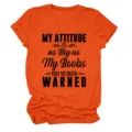 Oranje dames korte mouw t shirt met grappige tekst print casual katoenen top kleding - Oranje (Zwart Lettertype) / S