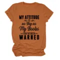 Dames korte mouw t-shirt in melange oranje met grappige slogan print, casual ronde hals. - Gebrand Oranje (Zwart Lettertype) / S