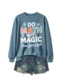 Lässiger Damen Langarm Pullover Rundhalsausschnitt mit coolem mathematischen Print. - S / Oberteile / Blau (Weißes Muster)