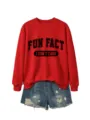 Sudadera roja de cuello redondo con estampado de letras combinada con pantalones cortos. - S / Tops / Sudadera Roja (Fuente Negra)