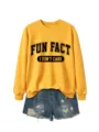 Sweat-shirt décontracté jaune pour femme avec impression de lettres et short en denim. - Sweat-shirt Jaune (Police Noire)