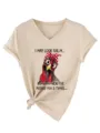 Women V-Neck Short Sleeve T-Shirt Casual Funny Chicken Graphic Knot Hem Summer Tee - S / Tops / Sand