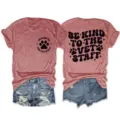 Comoda t-shirt da donna a maniche corte e girocollo con stampa grafica veterinaria. - Taglia S / Sopra (Carattere nero) / Oro rosa
