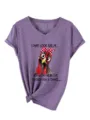 Funny chicken graphic V-neck short sleeve purple heather casual t-shirt for women wear - Purple (Black Print)