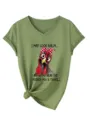 Women V-Neck Short Sleeve Casual T-Shirt Funny Chicken Graphic Summer Tee Tops - Olive Green (Black Print)