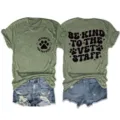 Maglietta da donna verde militare a maniche corte con stampa veterinaria e pantaloncini. - Taglia S / Top / Verde oliva