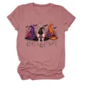 Women Witch Hats Graphic Short Sleeve T-Shirt Casual Crew Neck Tee Tops Fashion - S / Tops / Rose Gold