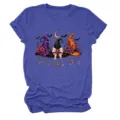 Women halloween witch hats graphic short sleeve crewneck t-shirt casual summer top - S / Tops / Vintage Blue