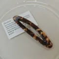 Korean vintage tortoiseshell hair clip detail, elegant BB clip for side hair and bangs styling. - 9cm / Dark Coffee