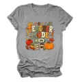 Dames casual korte mouw leraar grafisch t-shirt, comfortabele ronde hals top voor dagelijks. - S / Donkergrijs (Zwarte Tekst)