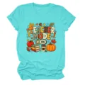 Dames schattige leraar modus korte mouw t-shirt casual herfst grafische top top nieuw. - S / Diepwaterblauw (Zwarte Tekst)