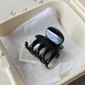 Pinza de pelo negra para mujer, garra de pelo de fuerte sujeción, accesorio elegante hoy. - Resorte Redondo 5cm / Negro Brillante