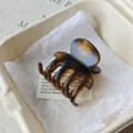 Brown tortoiseshell hair claw clip, elegant resin shark clip for women's daily styling. - 5cm Round Spring / Matte Amber