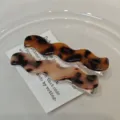 Vintage acetate wave hair clip set, elegant tortoiseshell side hair barrette for women. - Leopard-6cm