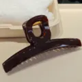 Gran pinza para el pelo marron chocolate elegante pinza tiburon de resina para accesorios de moda - Recto-13cm Doble Resorte / Café granulado